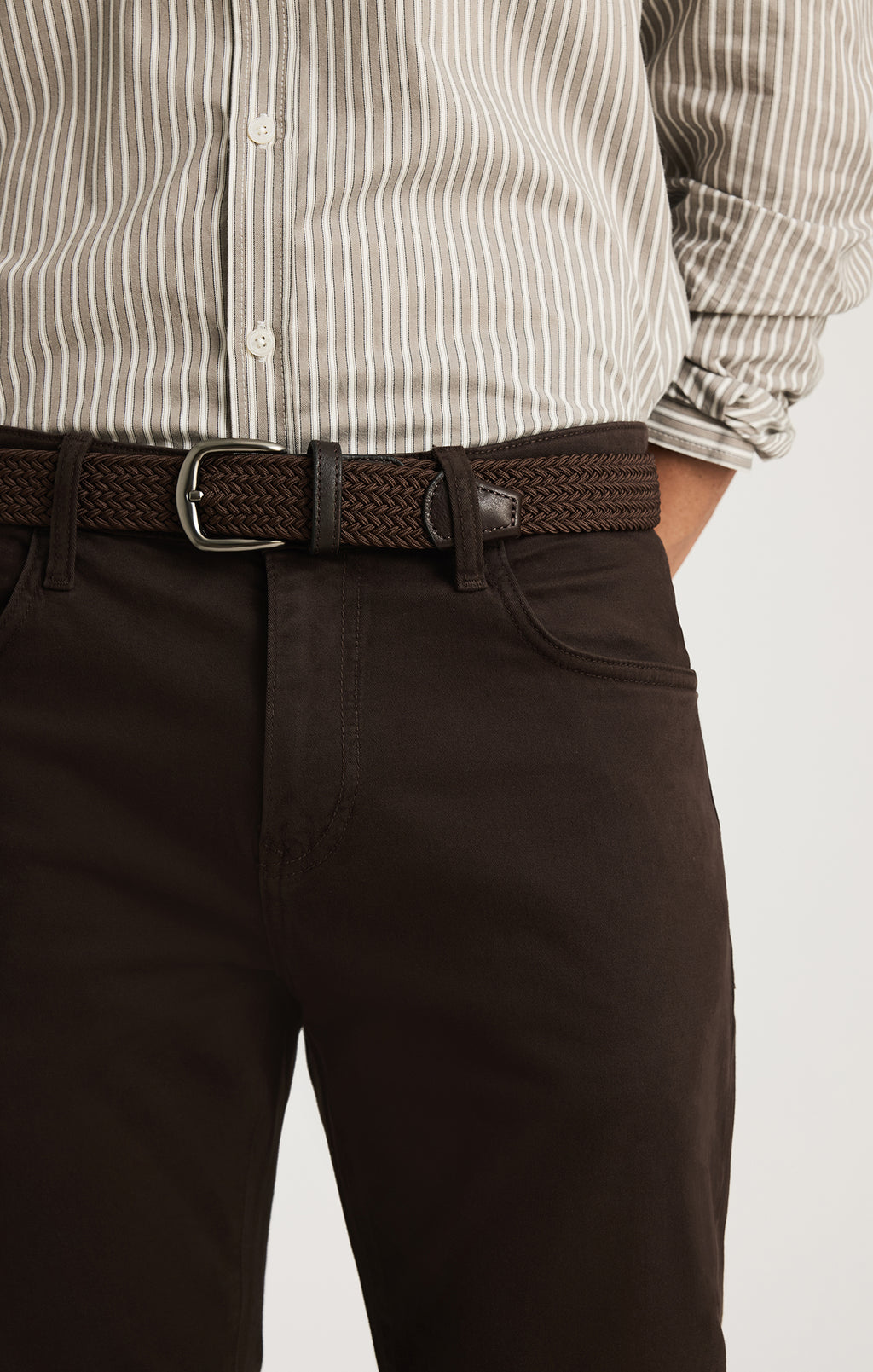 BRAIDED BELT IN BROWN