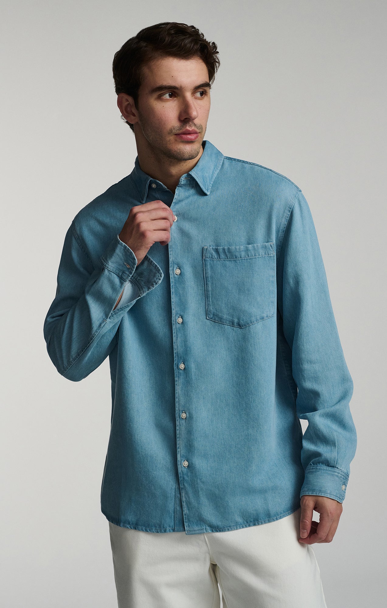LONG SLEEVE BUTTON-UP TENCEL™ SHIRT IN INDIGO - Mavi Jeans