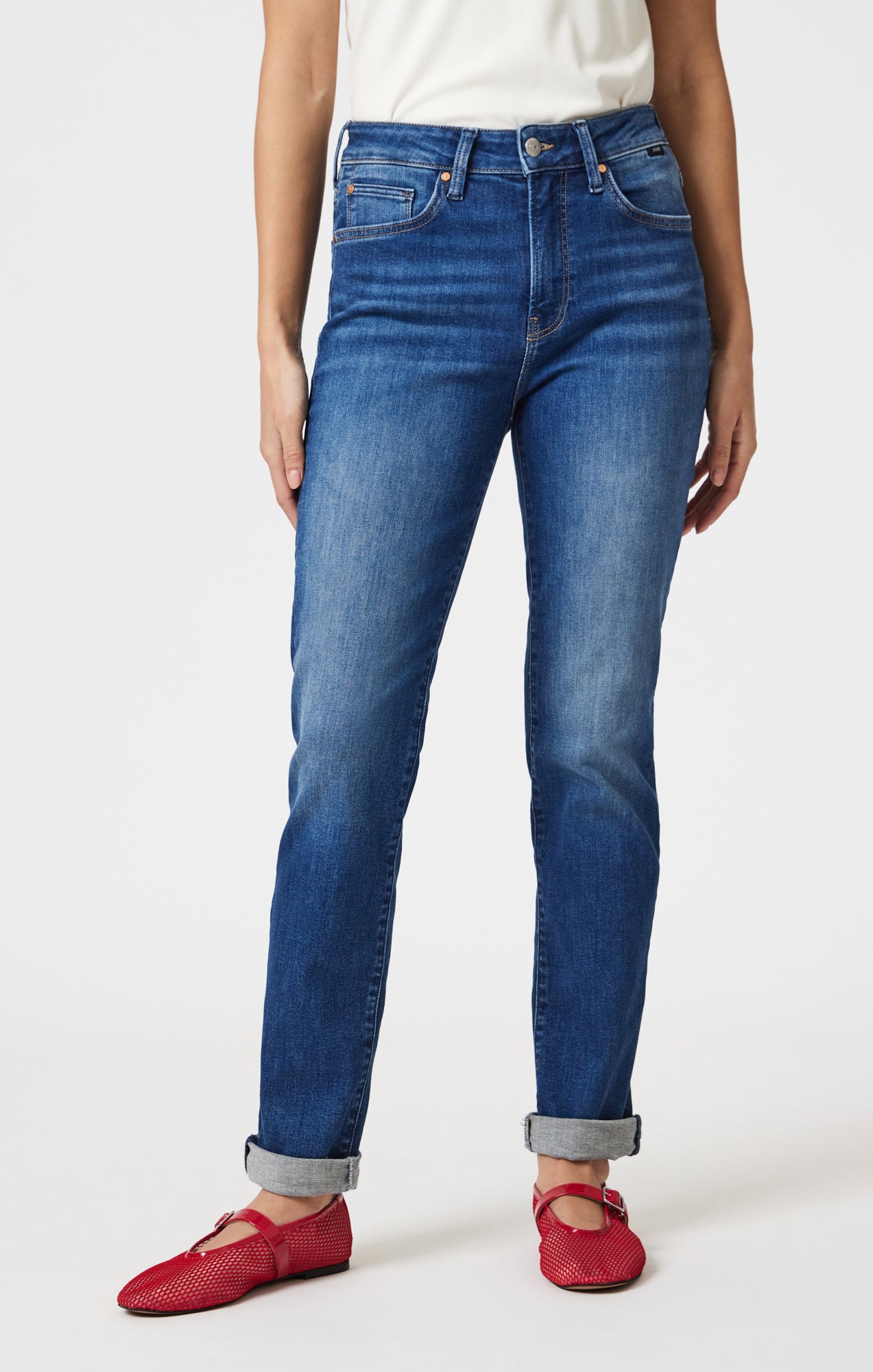 KATHLEEN SLIM BOYFRIEND IN DARK BRUSHED FLEX BLUE - Mavi Jeans