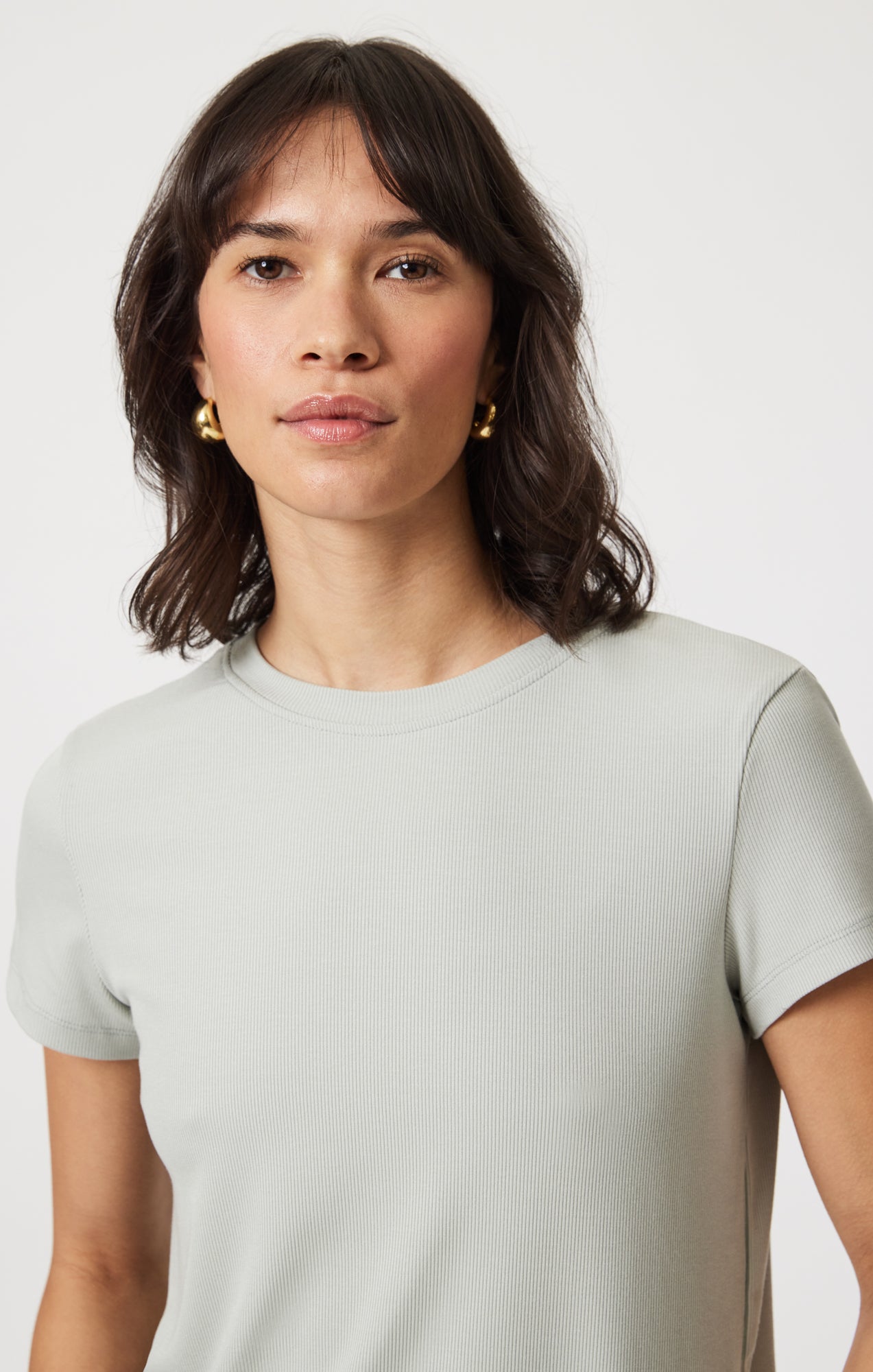 LUXE TOUCH TENCEL™ RIBBED T-SHIRT IN PIGEON - Mavi Jeans