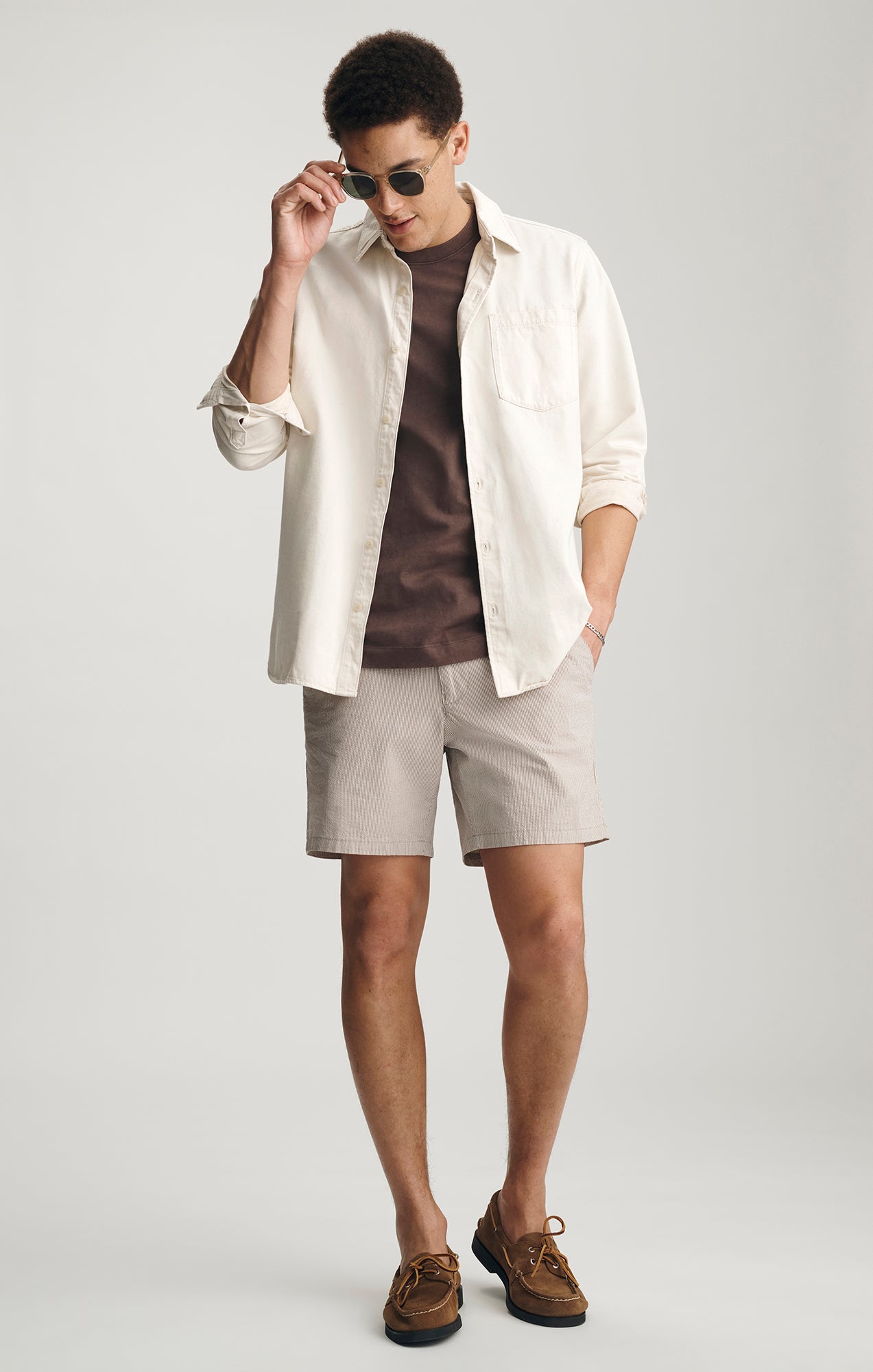 BACK SEAM CREW NECK T-SHIRT IN CHOCOLATE MARTINI - Mavi Jeans