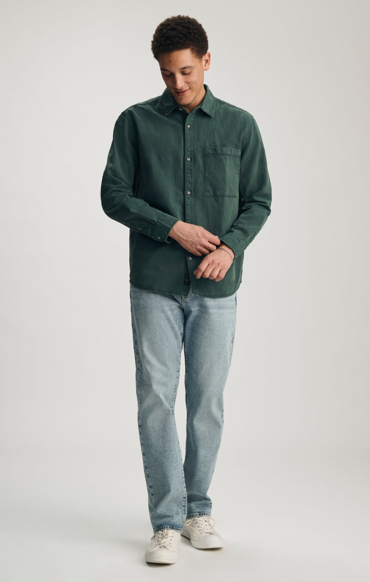 TENCEL™ ONE POCKET BUTTON-UP SHIRT IN BISTRO GREEN - Mavi Jeans