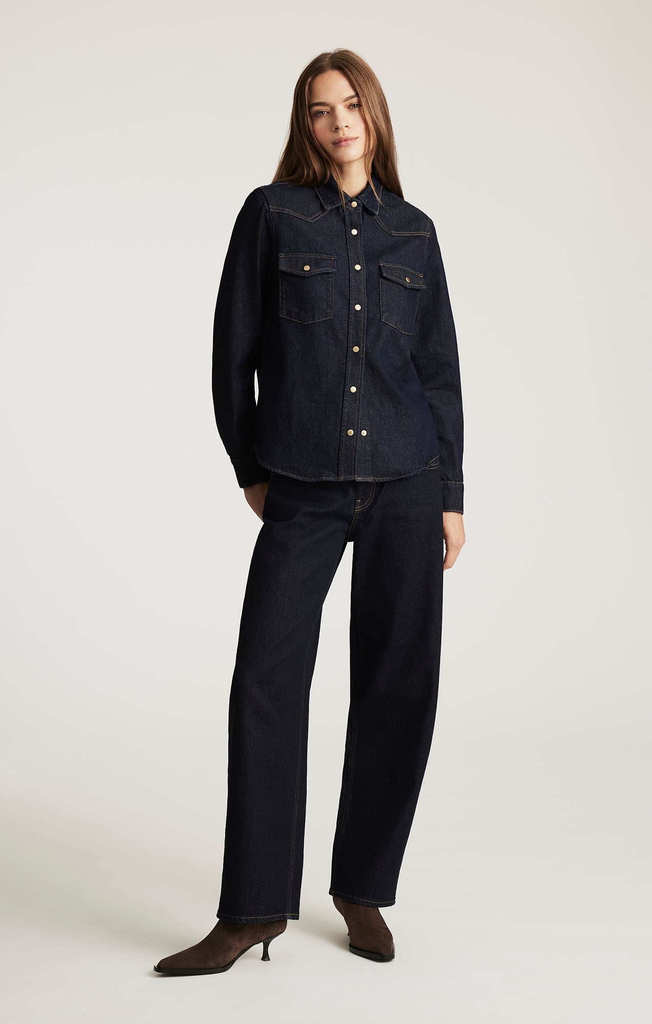 ANGELA DENIM SHIRT IN RINSE CLASSIC BLUE - Mavi Jeans