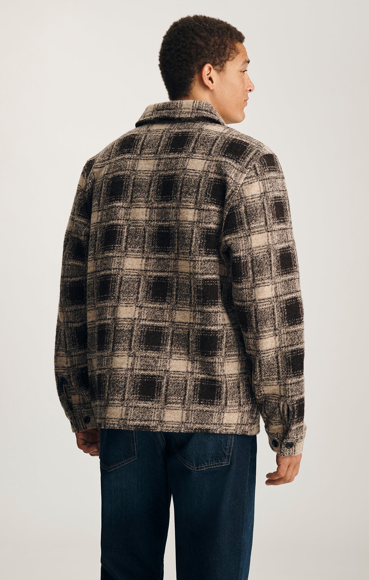 PLAID BUTTON-UP OVERSHIRT IN BROWN - Mavi Jeans