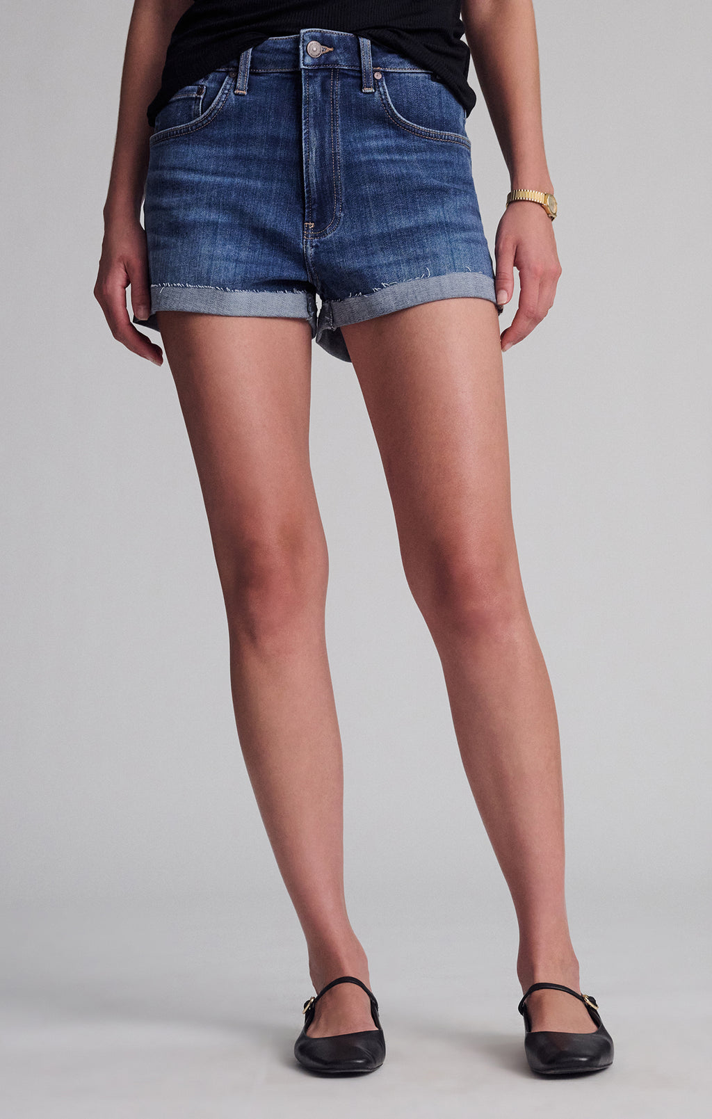 VIVIA CUFFED SHORTS IN DARK FLEX BLUE - Mavi Jeans