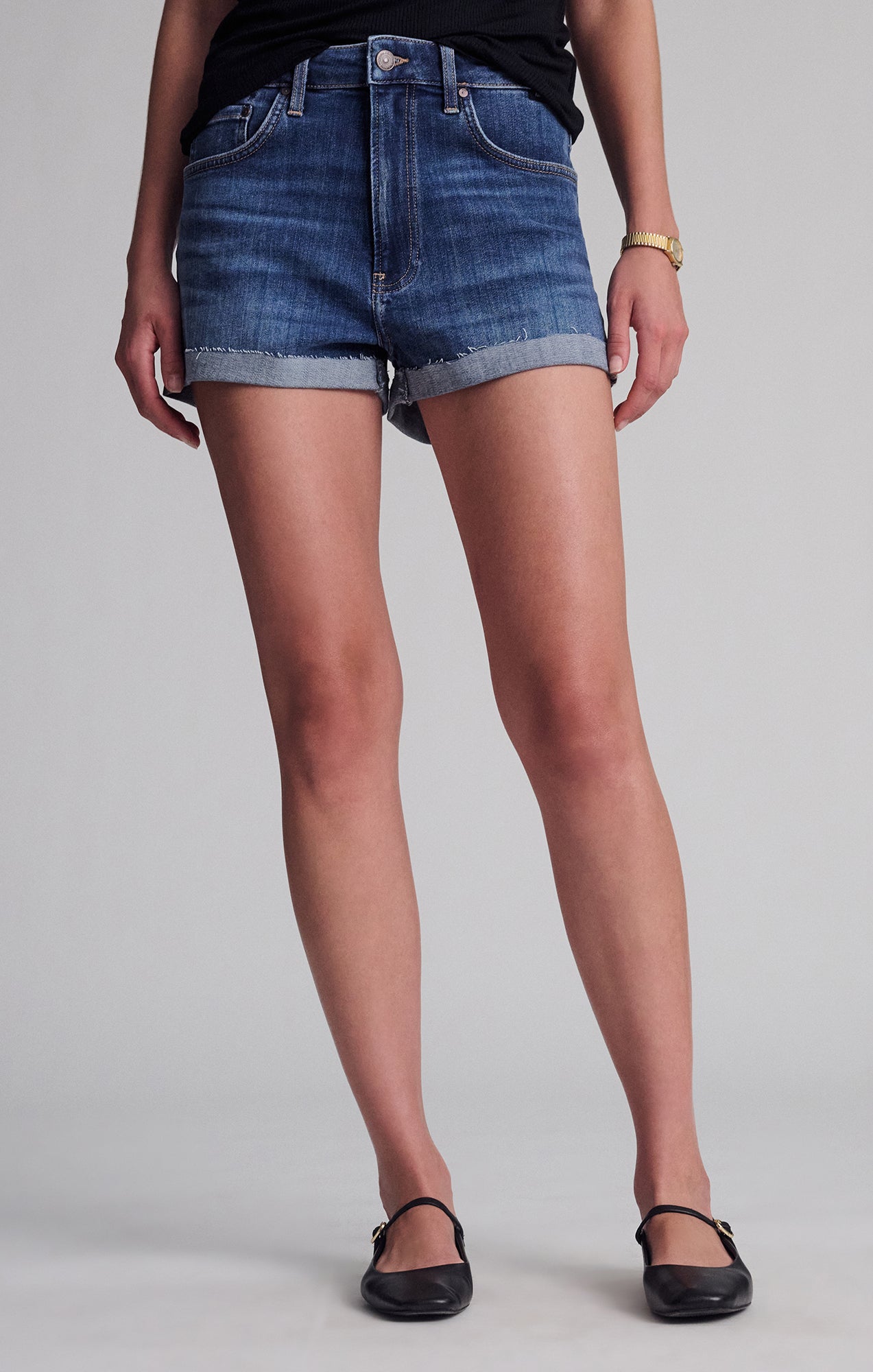 VIVIA CUFFED SHORTS IN DARK FLEX BLUE - Mavi Jeans