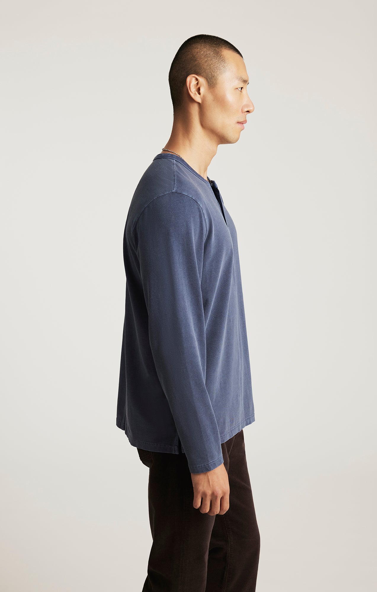 LONG SLEEVE HENLEY T-SHIRT IN OUTER SPACE - Mavi Jeans