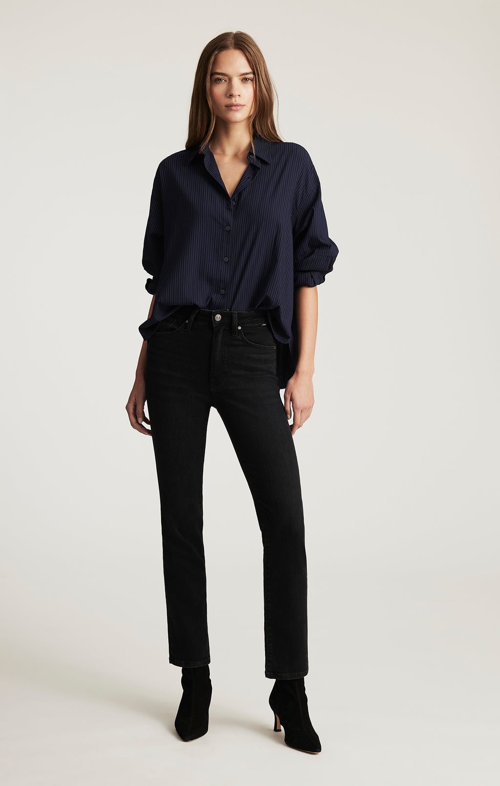 KENDRA STRAIGHT LEG IN DARK SMOKE FLEX BLUE - Mavi Jeans