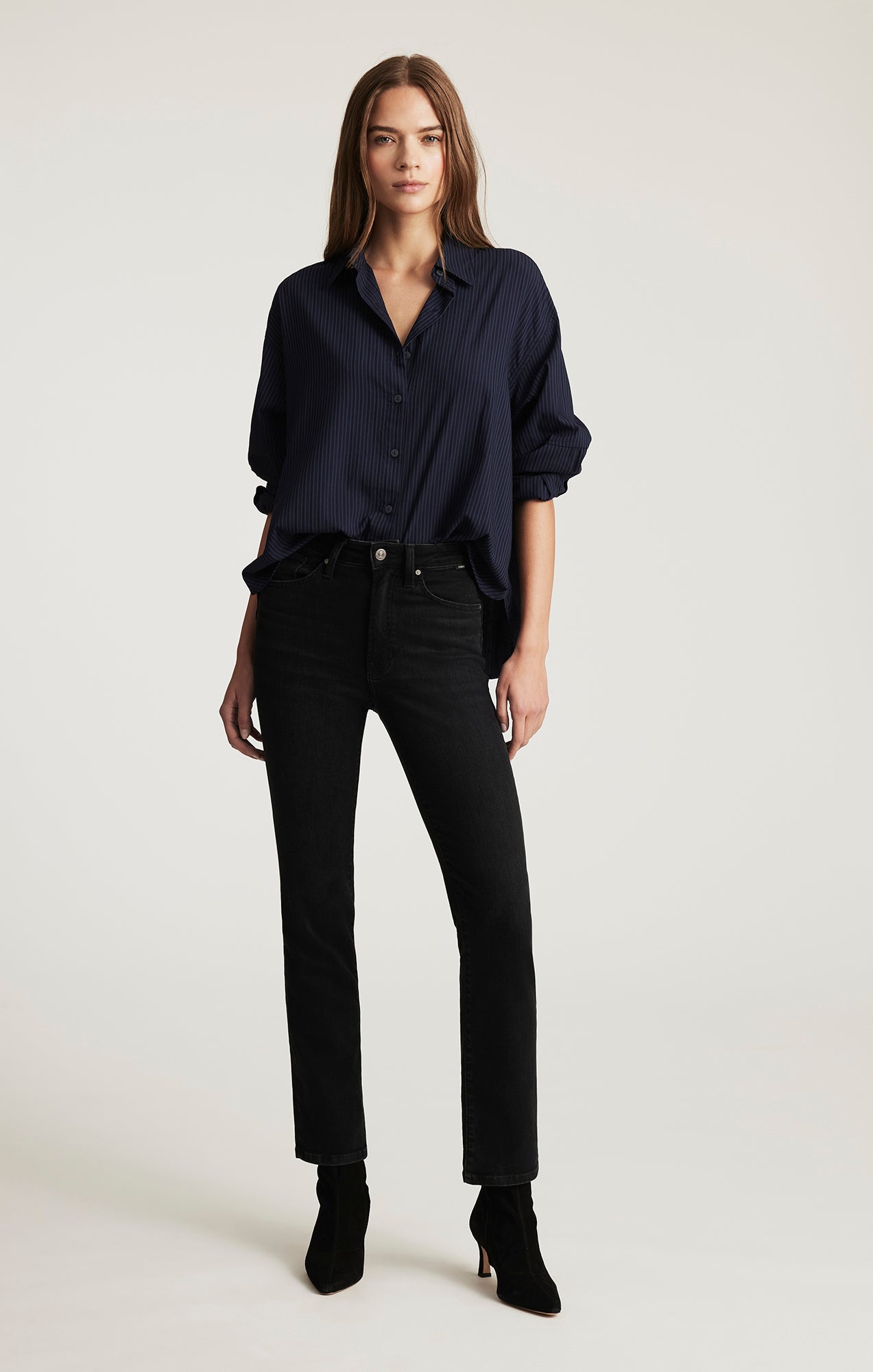 KENDRA STRAIGHT LEG IN DARK SMOKE FLEX BLUE - Mavi Jeans
