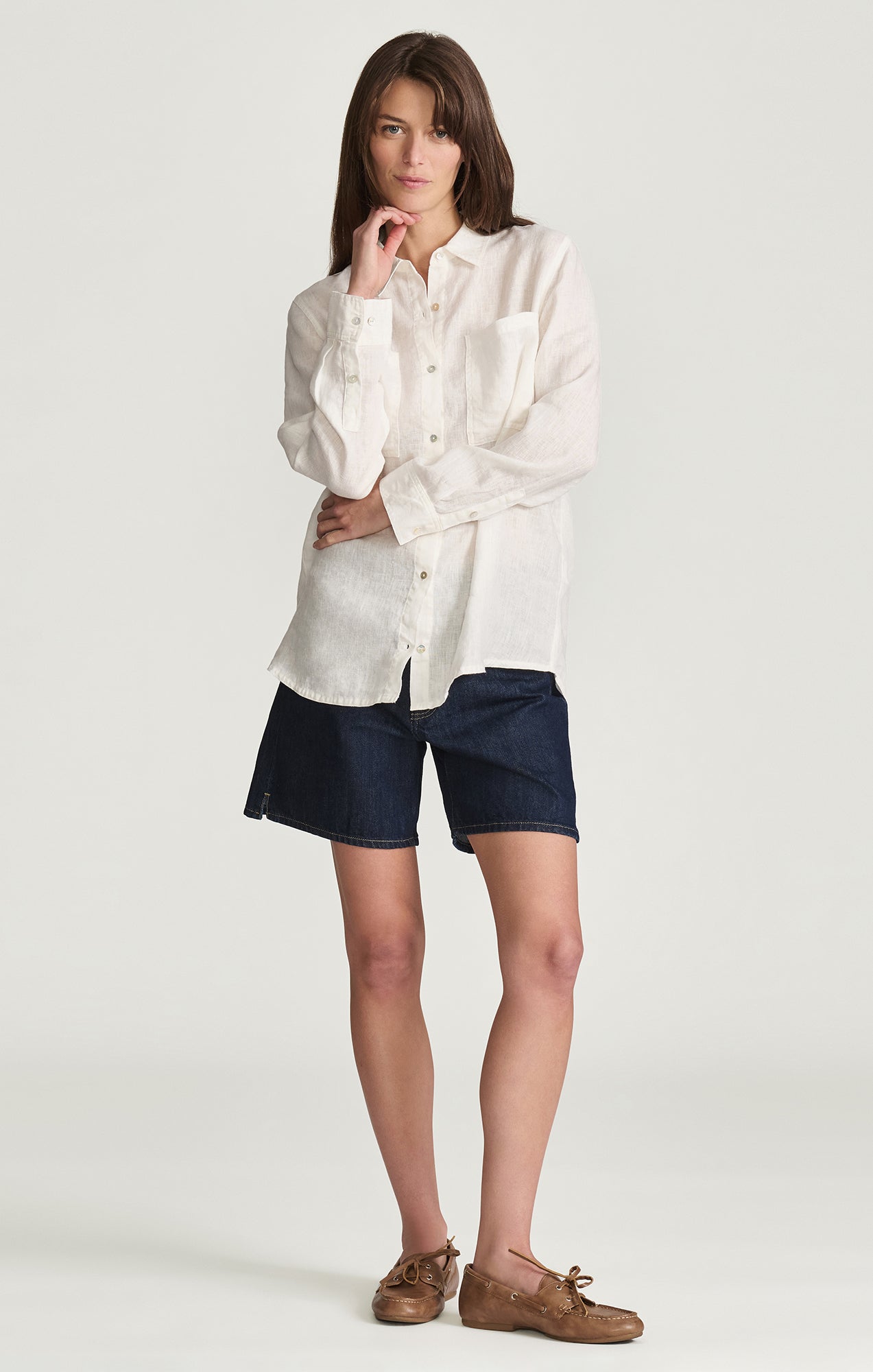 DOUBLE POCKET BUTTON-UP SHIRT IN ANTIQUE WHITE - Mavi Jeans