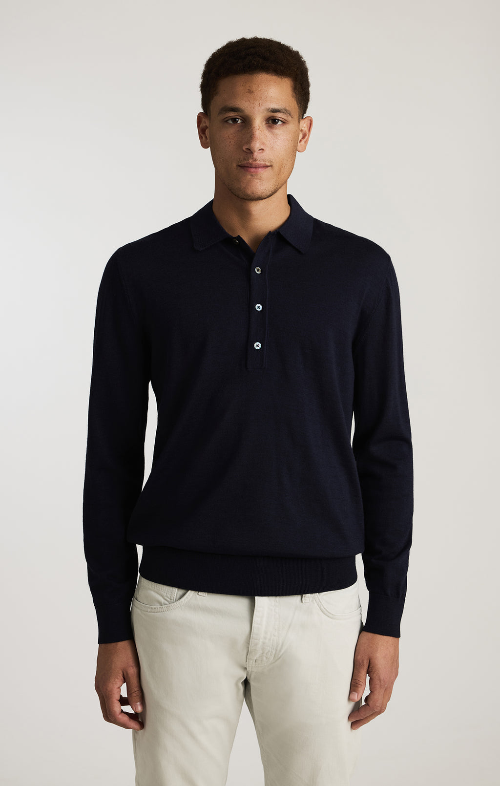 EDITION WOOL POLO SWEATER IN TOTAL ECLIPSE