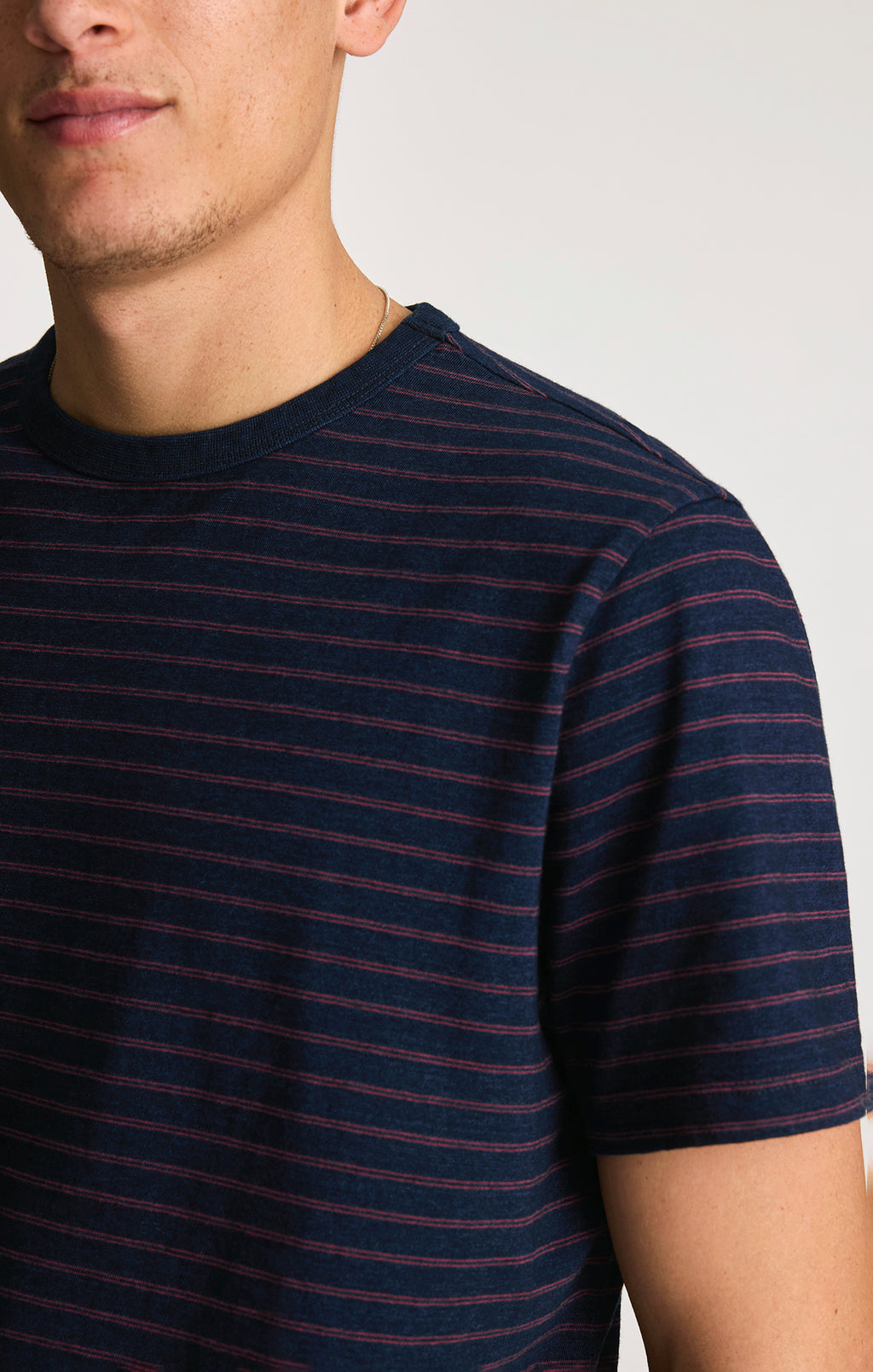 CREW NECK T-SHIRT IN INDIGO STRIPE - Mavi Jeans