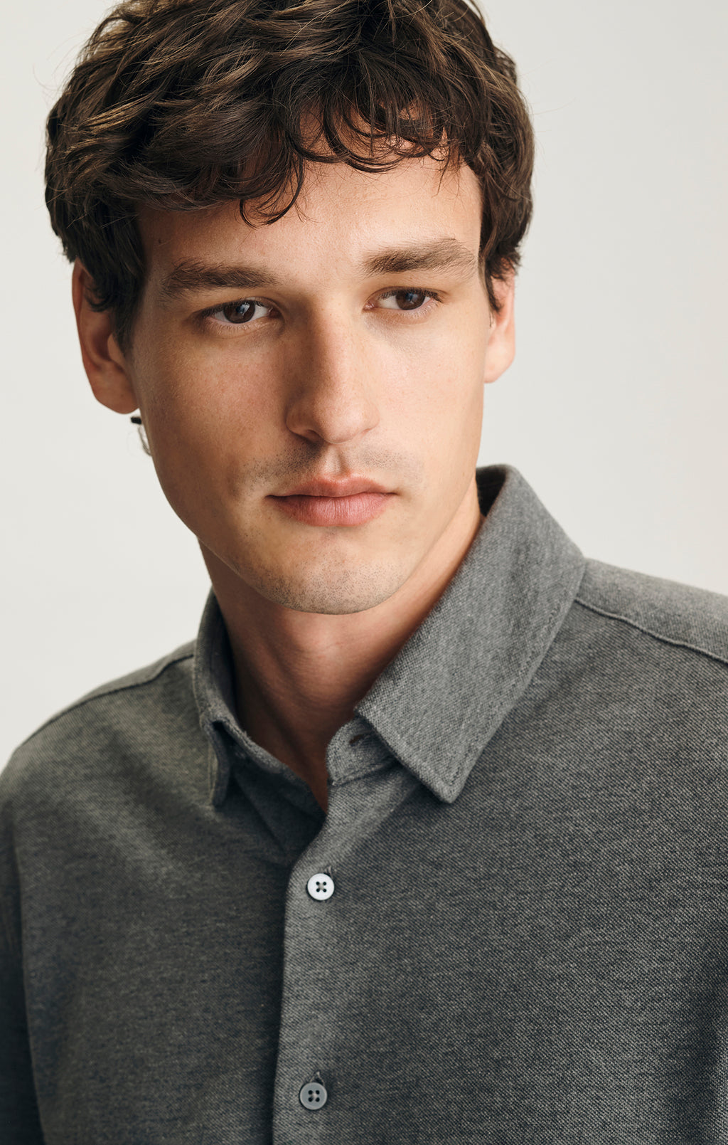 BUTTON-UP SHIRT IN DARK GREY MELANGE - Mavi Jeans