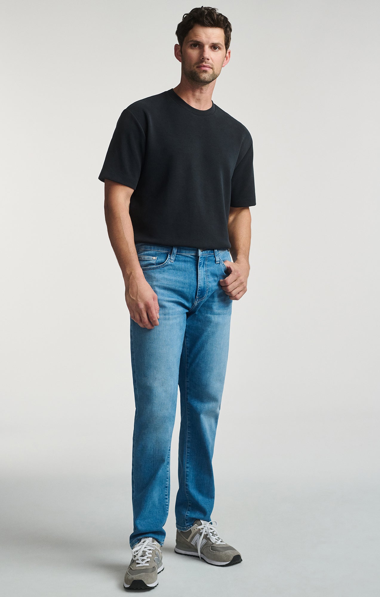 ZACH STRAIGHT LEG IN MID BRUSHED FEATHER BLUE - Mavi Jeans
