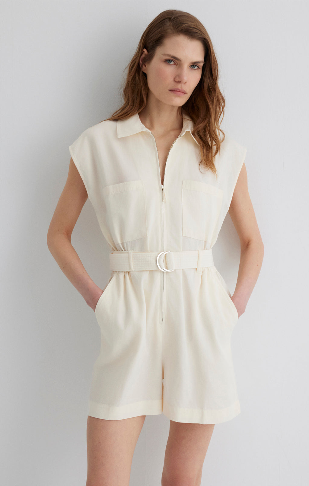 ZIP-UP ROMPER IN PRISTINE - Mavi Jeans