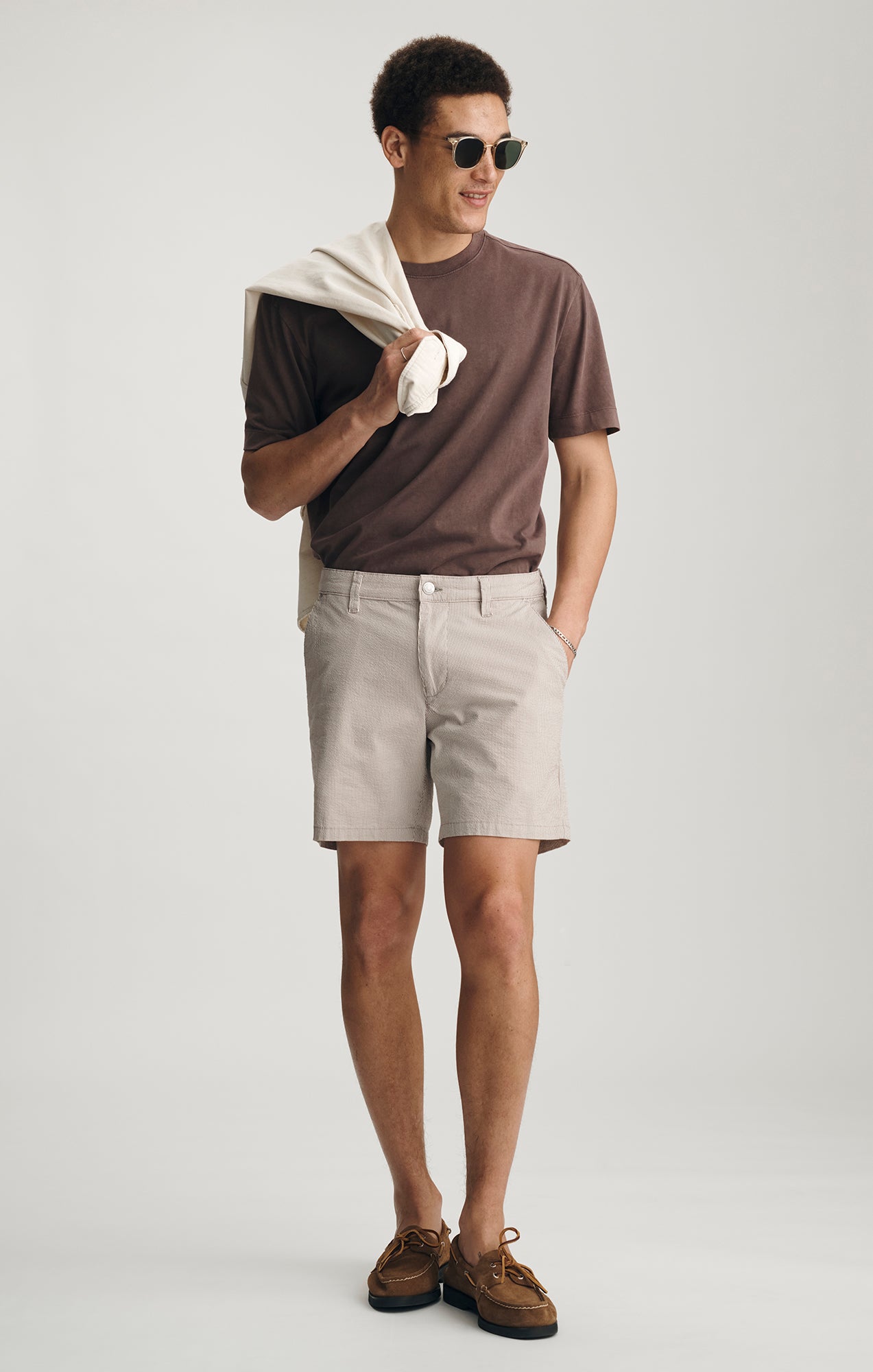 NATE CHINO SHORTS IN SAND SEERSUCKER - Mavi Jeans