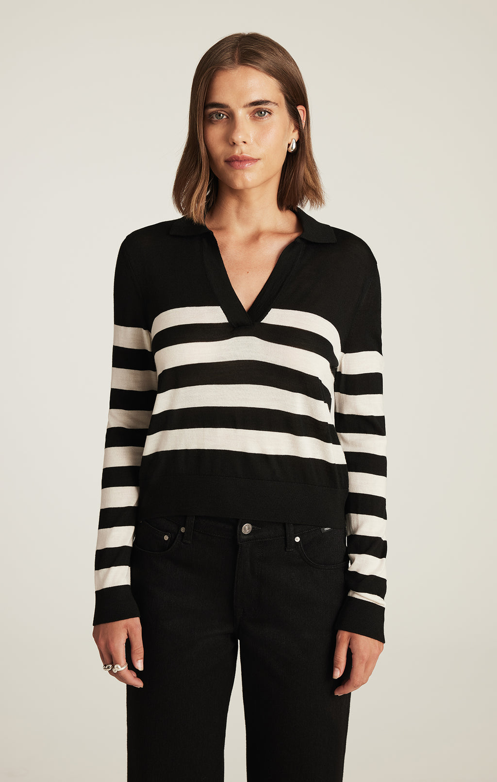 EDITION WOOL PULLOVER SWEATER IN BLACK STRIPE