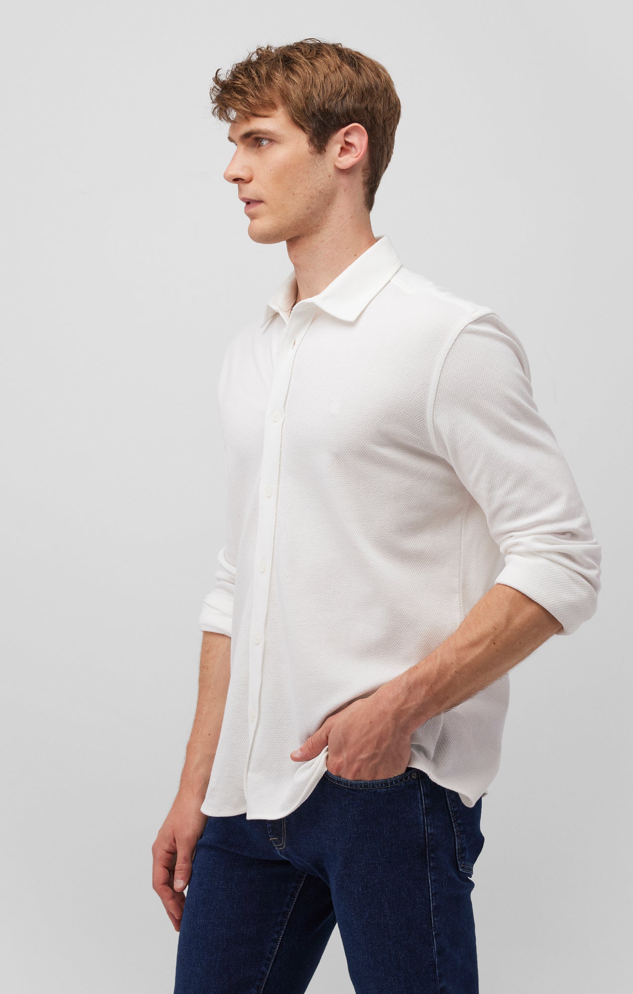 LONG SLEEVE BUTTON-UP SHIRT IN WHITE - Mavi Jeans