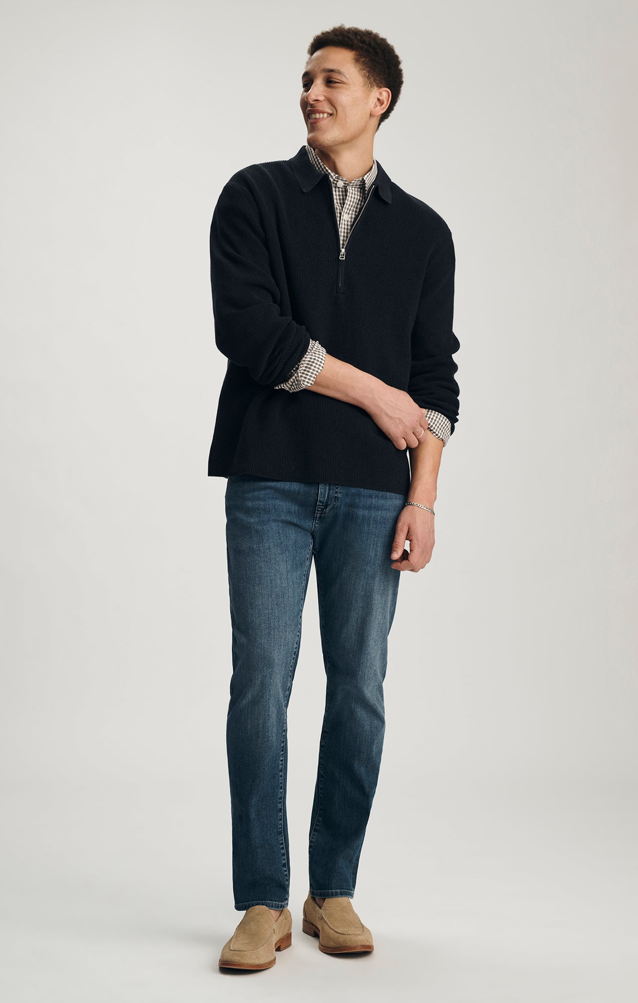 RAGLAN HALF ZIP SWEATER IN NIGHT SKY - Mavi Jeans