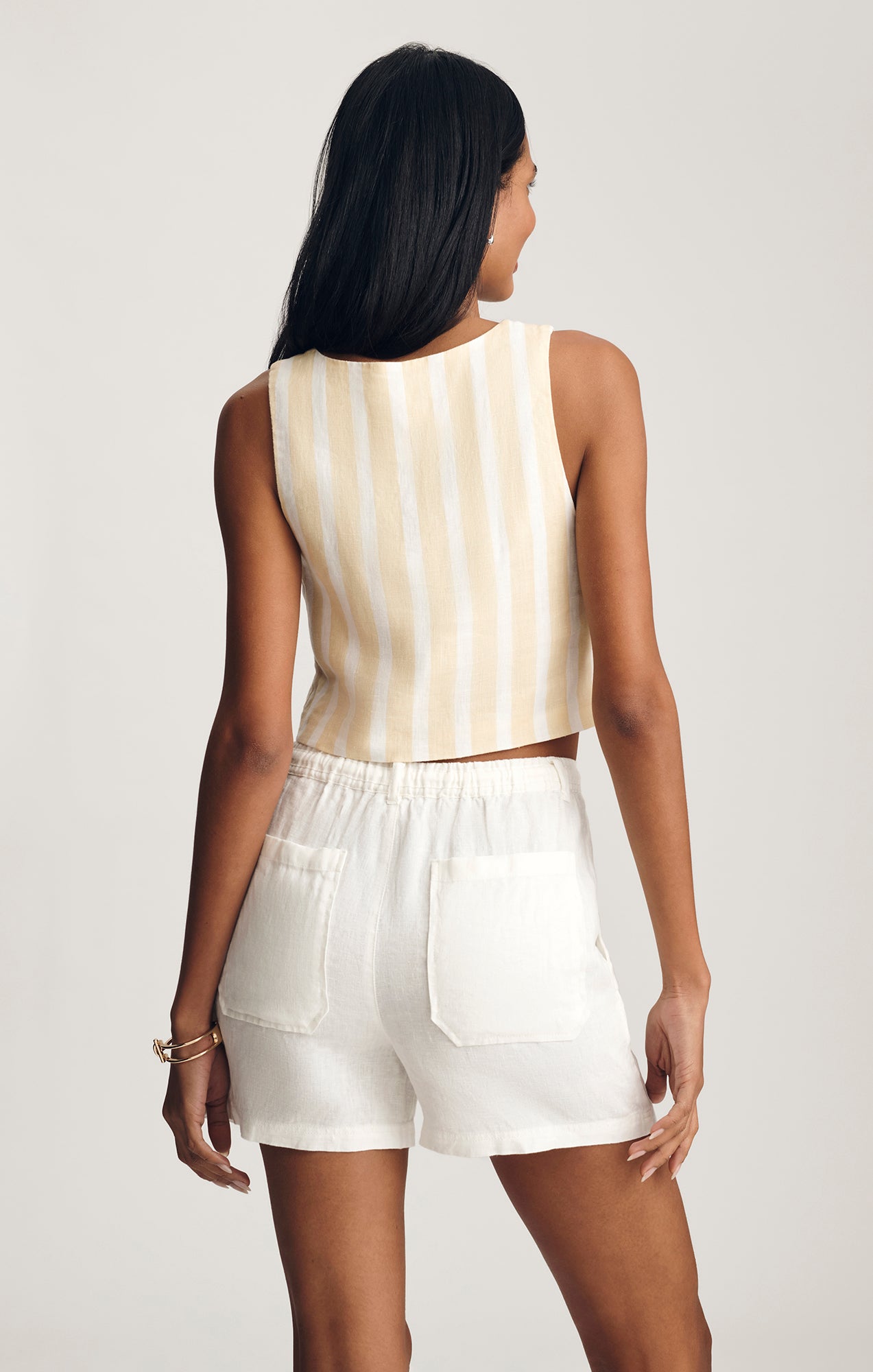 LINEN TIE-WAIST SHORTS IN ANTIQUE WHITE - Mavi Jeans