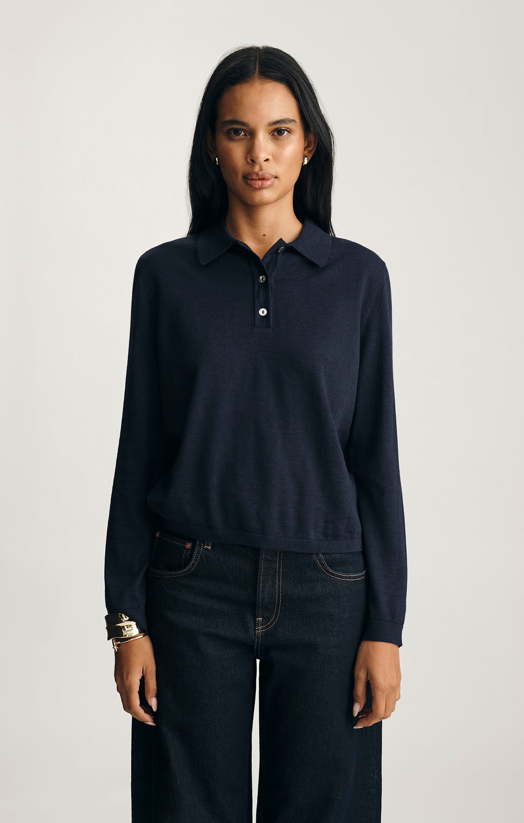 EDITION WOOL POLO SWEATER IN NAVY BLAZER