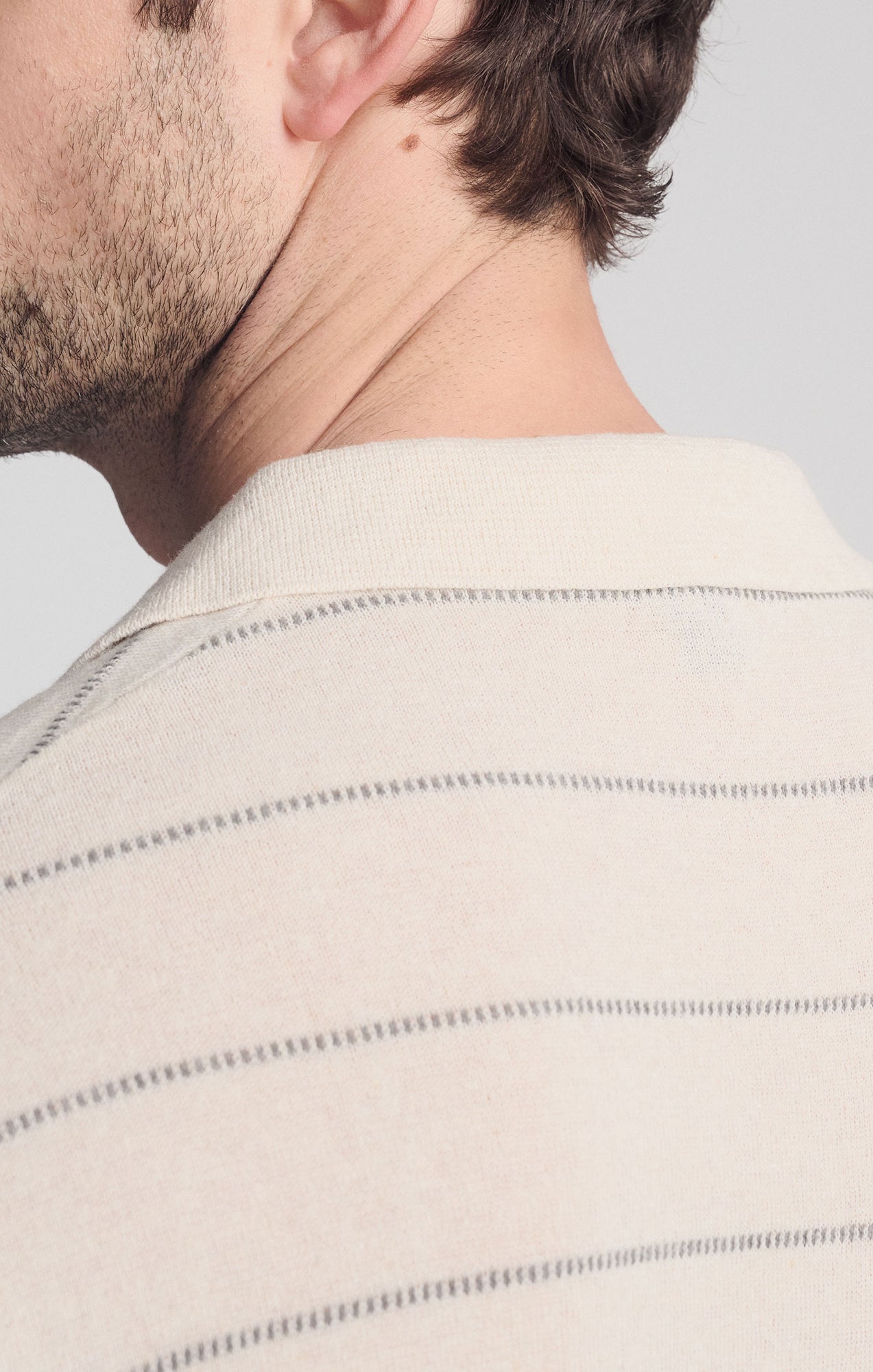 POLO COLLAR SHORT SLEEVE SWEATER IN ANTIQUE WHITE - Mavi Jeans
