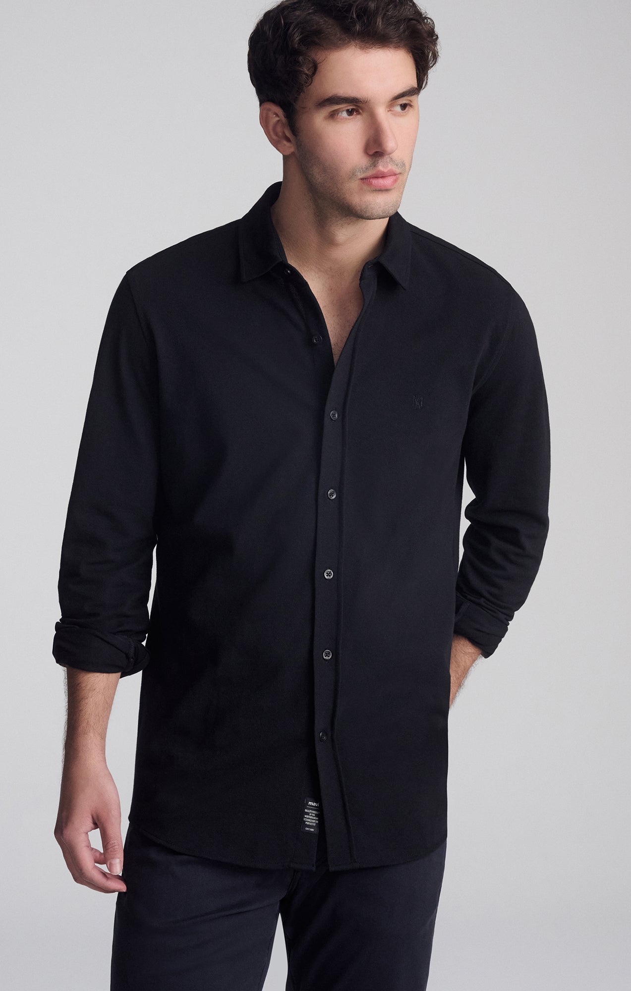 LONG SLEEVE DRESS SHIRT IN BLACK - Mavi Jeans