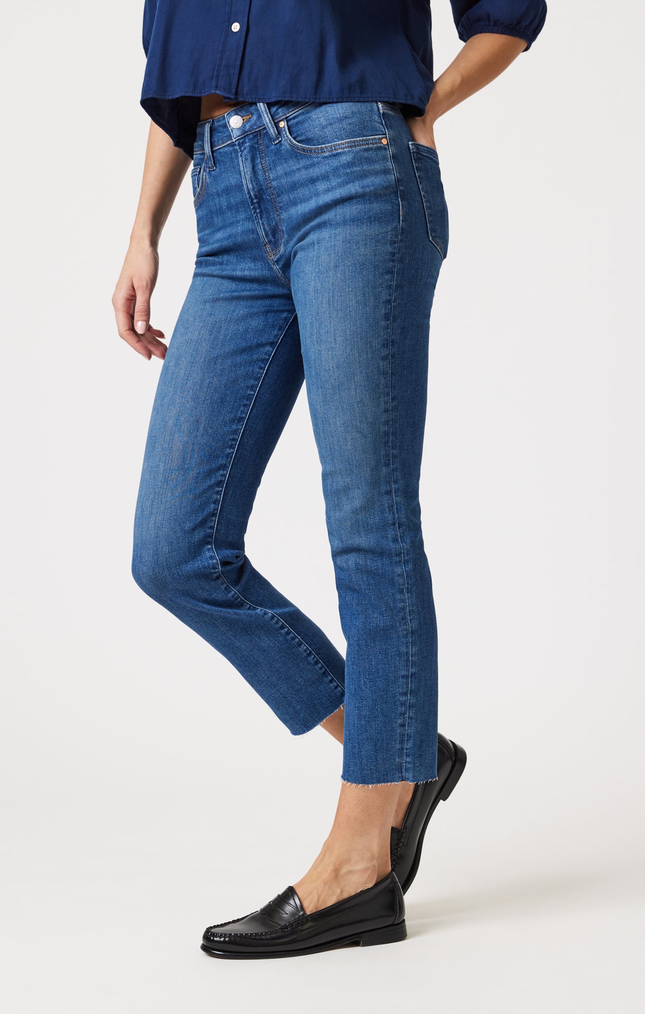 VIOLA STRAIGHT LEG IN MID BRUSHED FLEX BLUE - Mavi Jeans