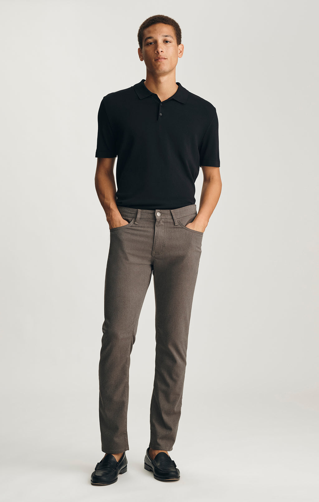 MARCUS SLIM STRAIGHT LEG IN BROWN FEATHER TWEED