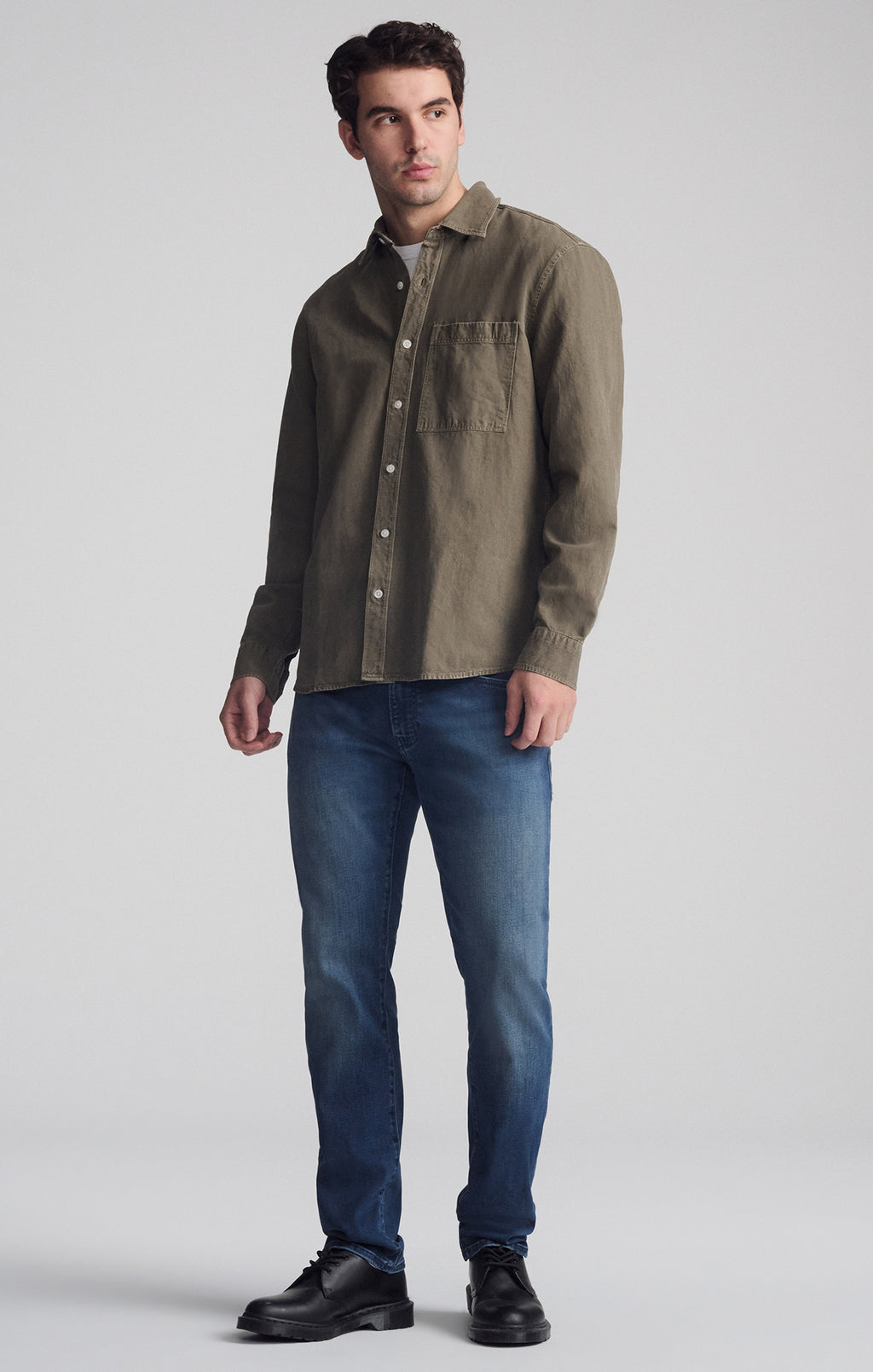 ONE POCKET LONG SLEEVE BUTTON-UP SHIRT IN BUNGEE CORD - Mavi Jeans
