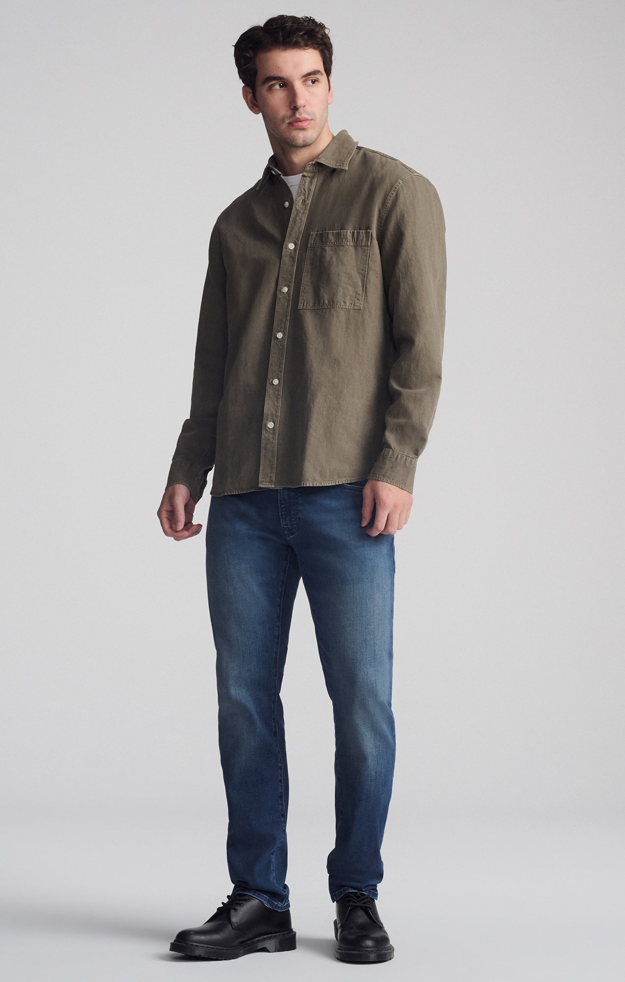 ONE POCKET LONG SLEEVE BUTTON-UP SHIRT IN BUNGEE CORD - Mavi Jeans