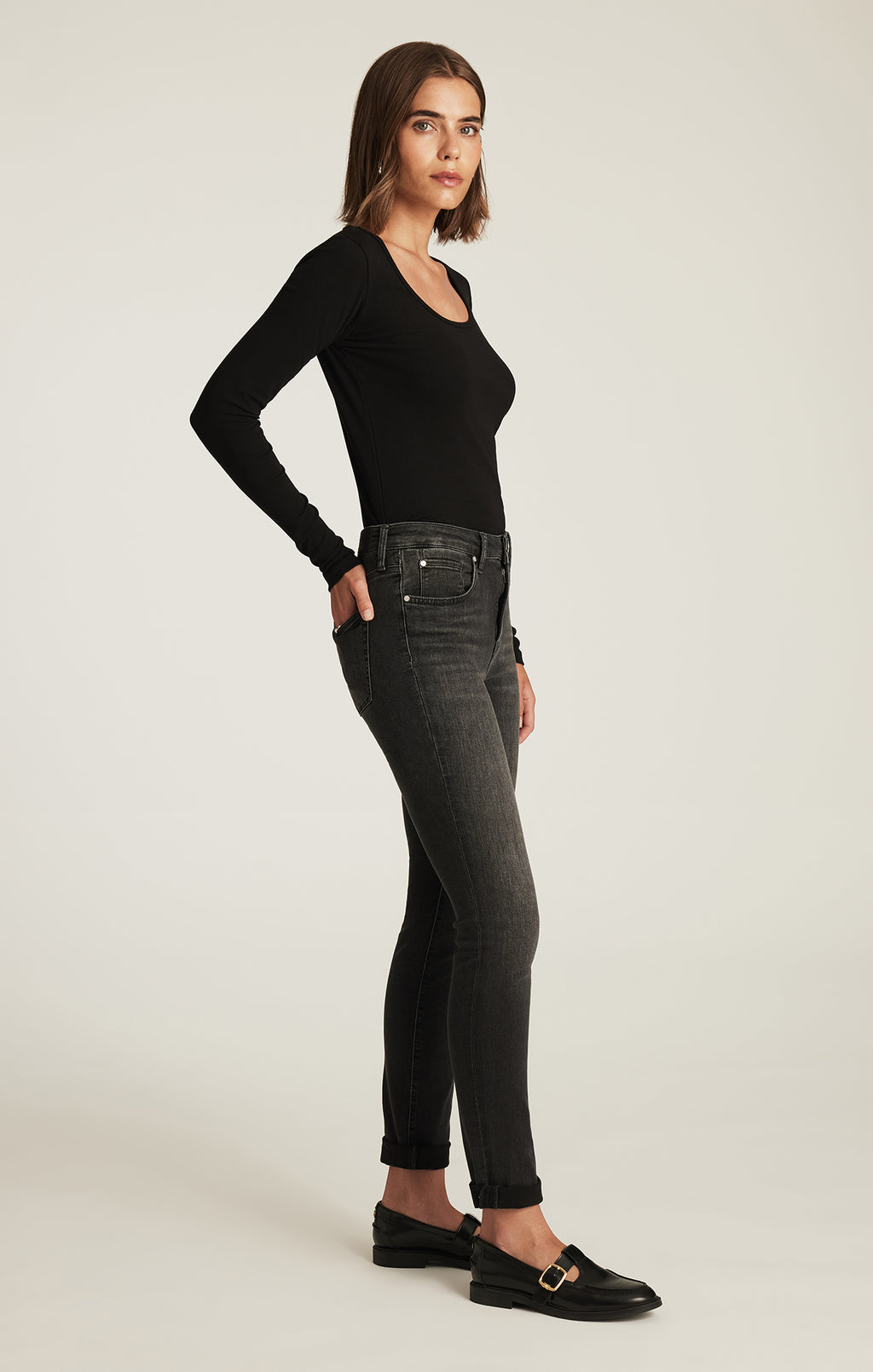 KATHLEEN SLIM BOYFRIEND IN SMOKE BRUSHED FEATHER BLUE - Mavi Jeans