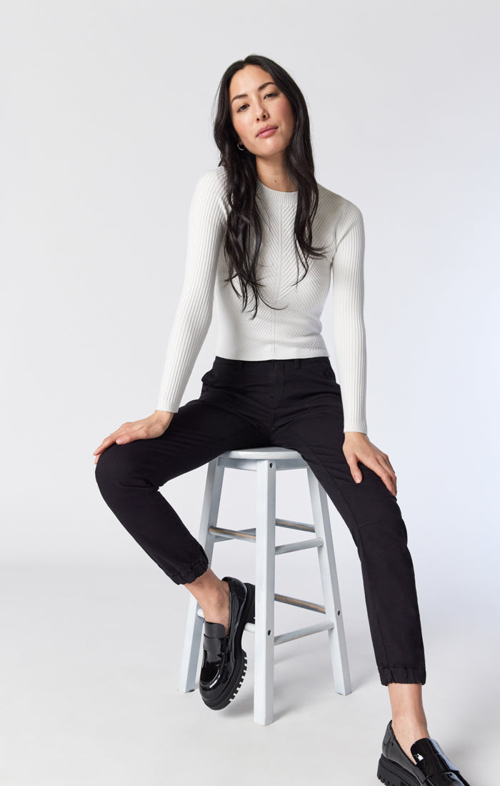 IVY SLIM CARGO PANTS IN BLACK TWILL - Mavi Jeans