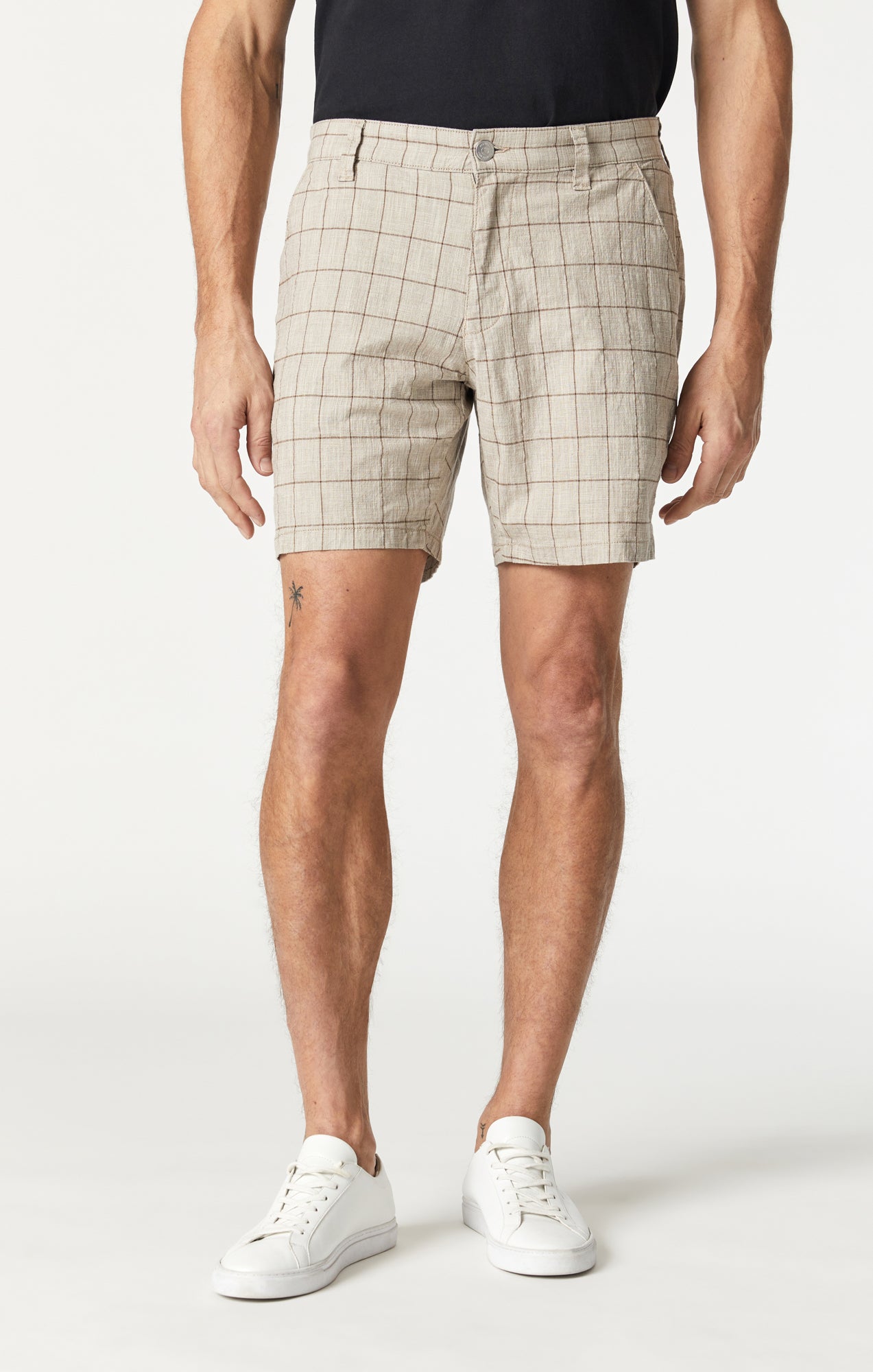 NATE SHORTS IN BEIGE CHECKED - Mavi Jeans