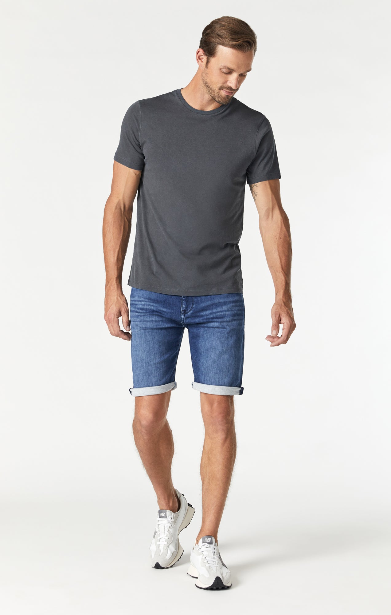 BRIAN SHORTS IN DARK BRUSHED ATHLETIC - Mavi Jeans