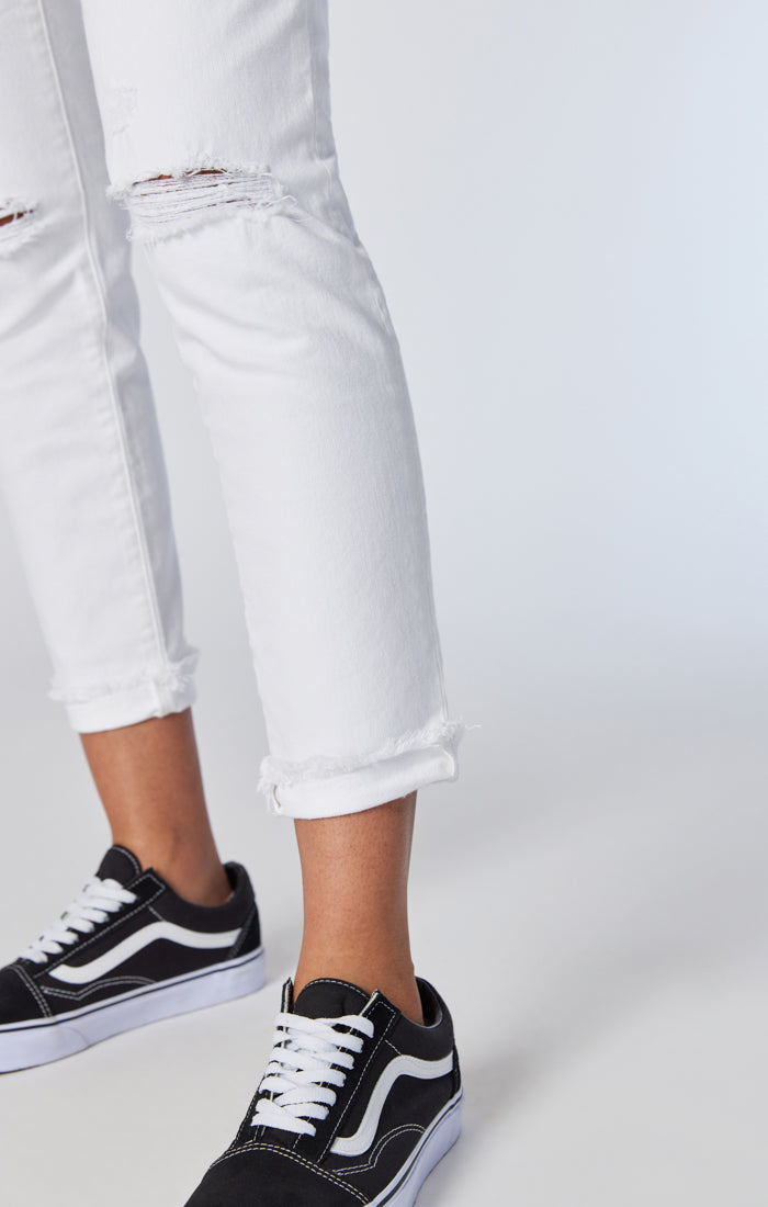 EDERA OVERALLS IN WHITE RIPPED & FRINGE - Mavi Jeans