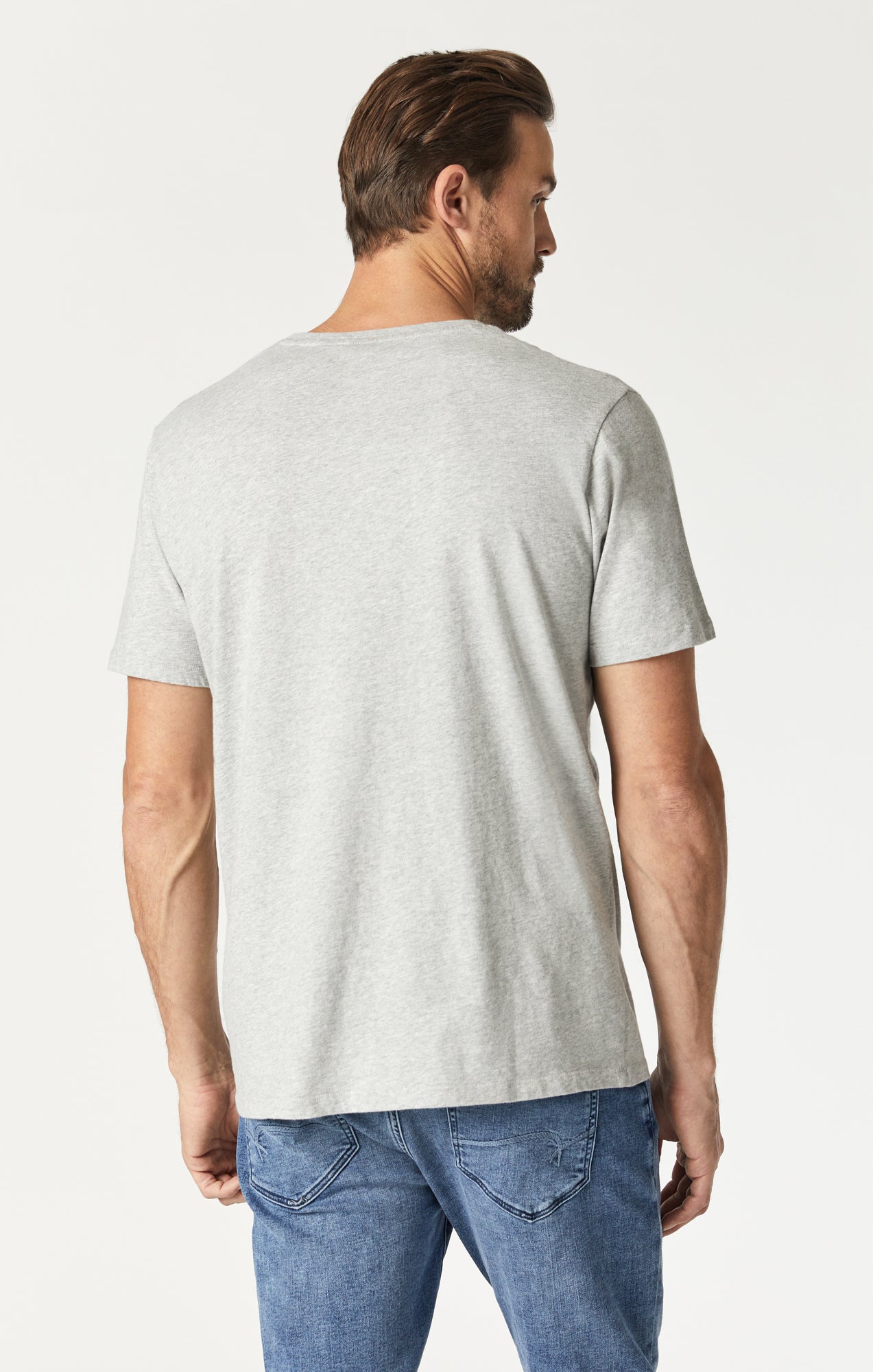 CREW NECK T-SHIRT IN LIGHT GREY MELANGE - Mavi Jeans