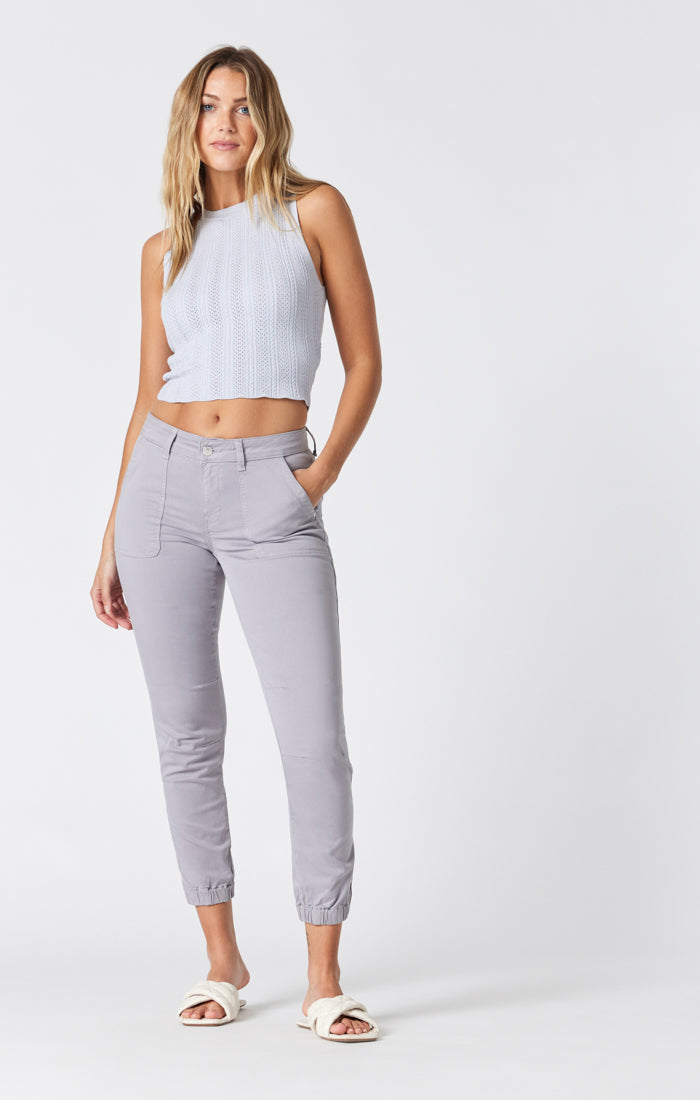 IVY SLIM CARGO PANTS IN SILVER SCONCE SATEEN - Mavi Jeans