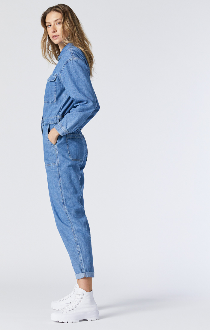 Mavi Women s Ida Overall in Light Blue Denim