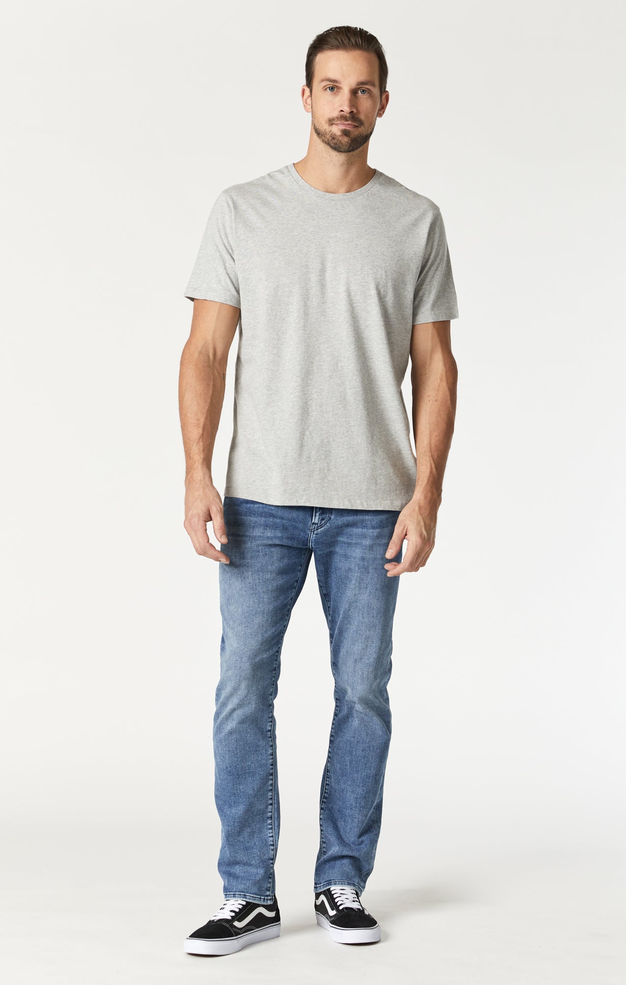 CREW NECK T-SHIRT IN LIGHT GREY MELANGE - Mavi Jeans