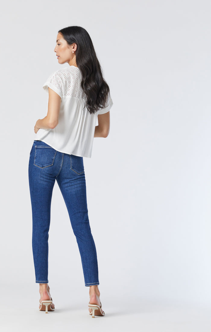 Mavi Women's High Rise Tess Skinny Jeans In Dark Brushed Indigo Shape