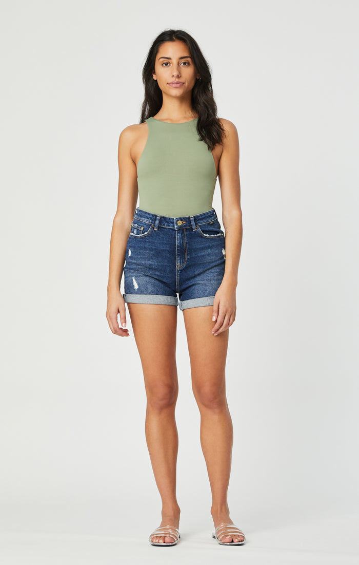 ELLA SHORTS IN DARK BRUSHED VINTAGE - Mavi Jeans