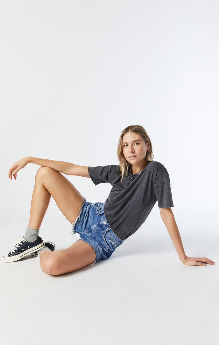 ROSIE BOYFRIEND SHORT IN DARK BLUE DENIM - Mavi Jeans