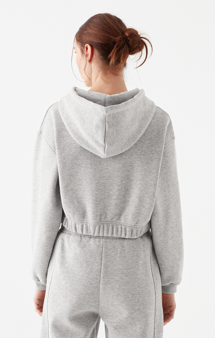 CROPPED ZIP-UP SWEATSHIRT IN GREY MELANGE - Mavi Jeans