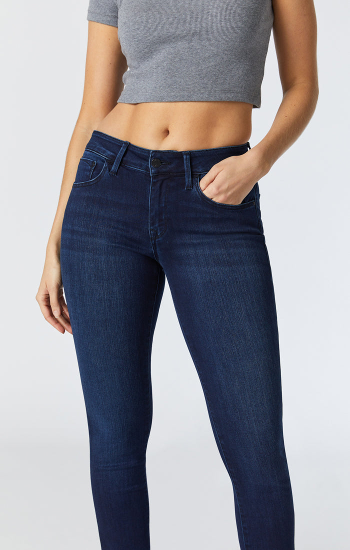 Mavi Women's Alexa Mid Rise Skinny Jeans In Dark Shanti
