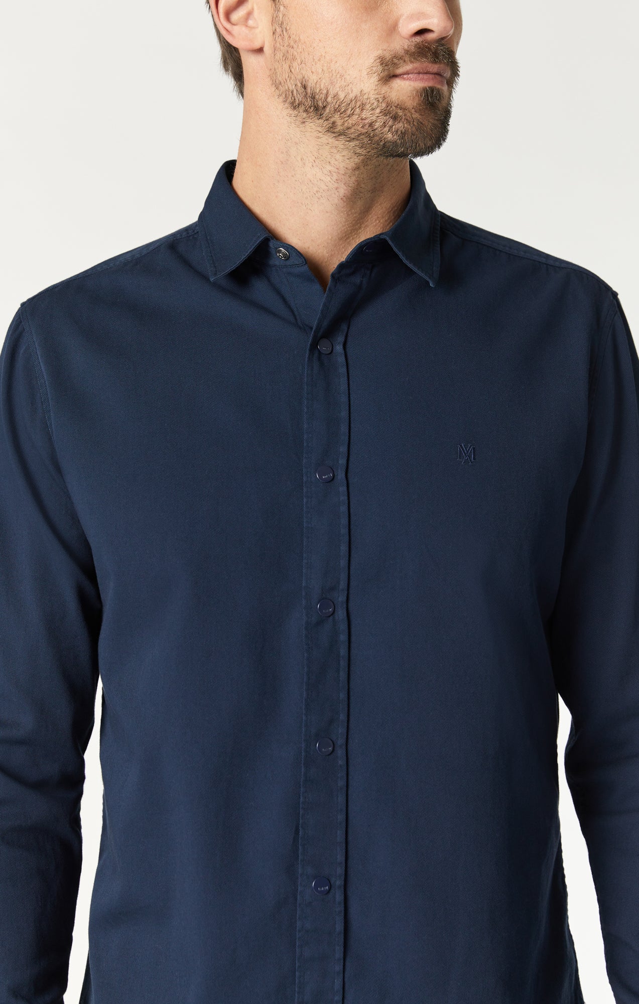 Navy blue long outlet sleeve button up shirt