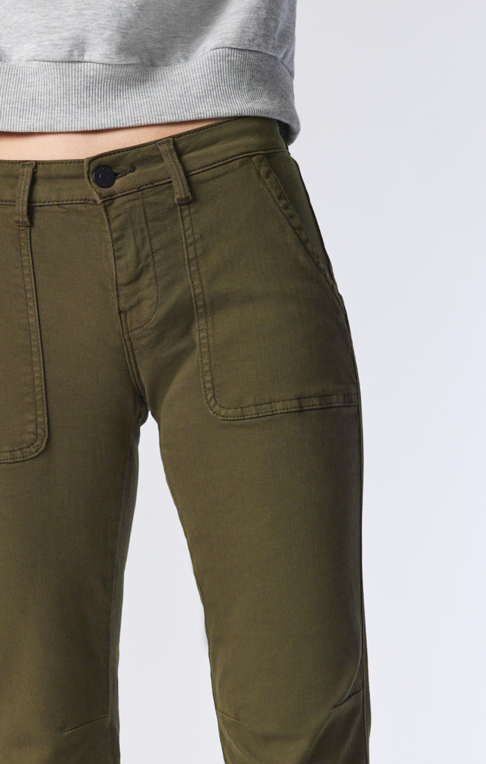 Mavi Women's Ivy Slim Cargo Pants In Dark Jade Twill