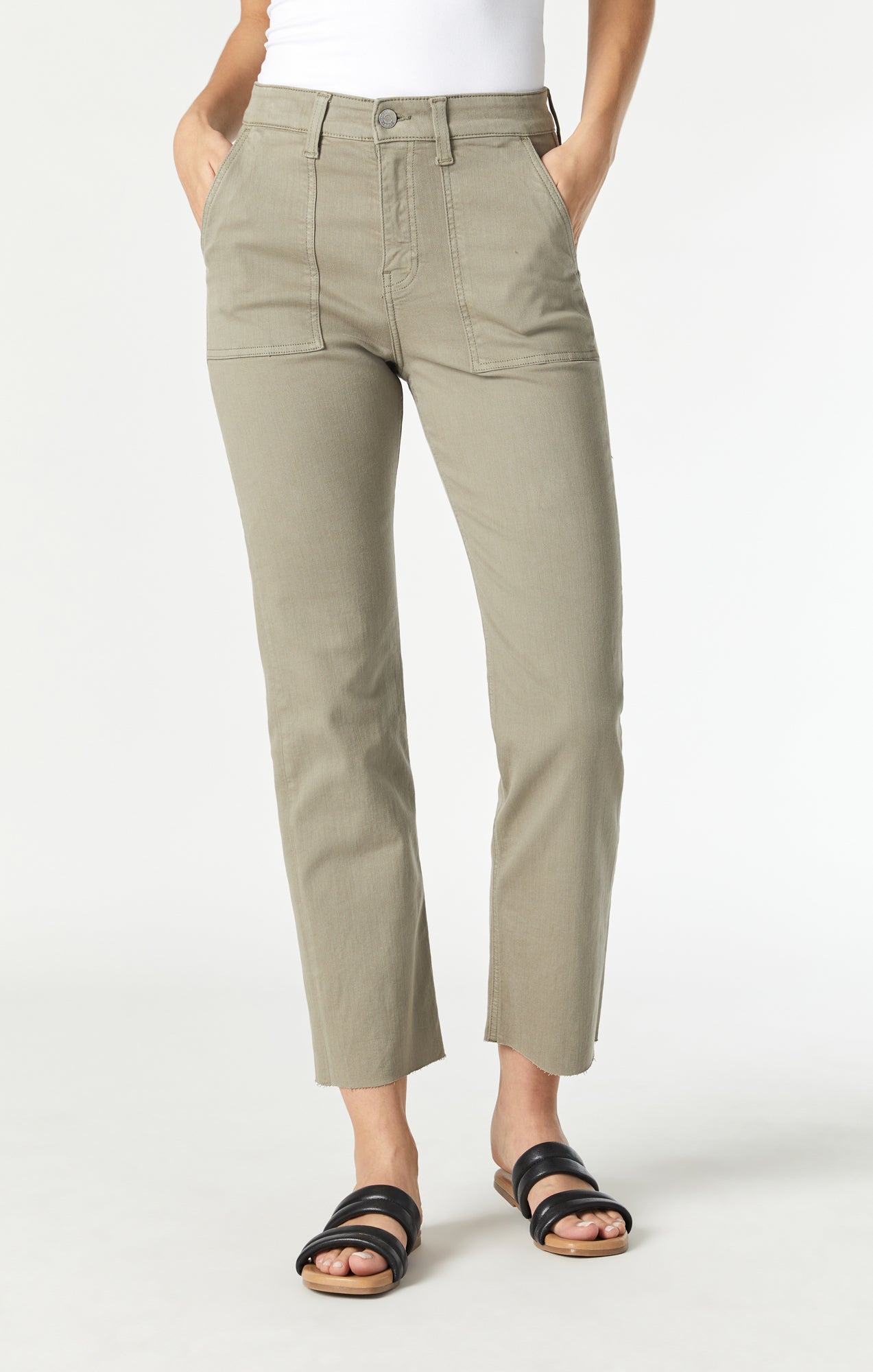 Mavi Women's Shelia High-Rise Front Pocket Straight Pants In Silver Mink  Twill