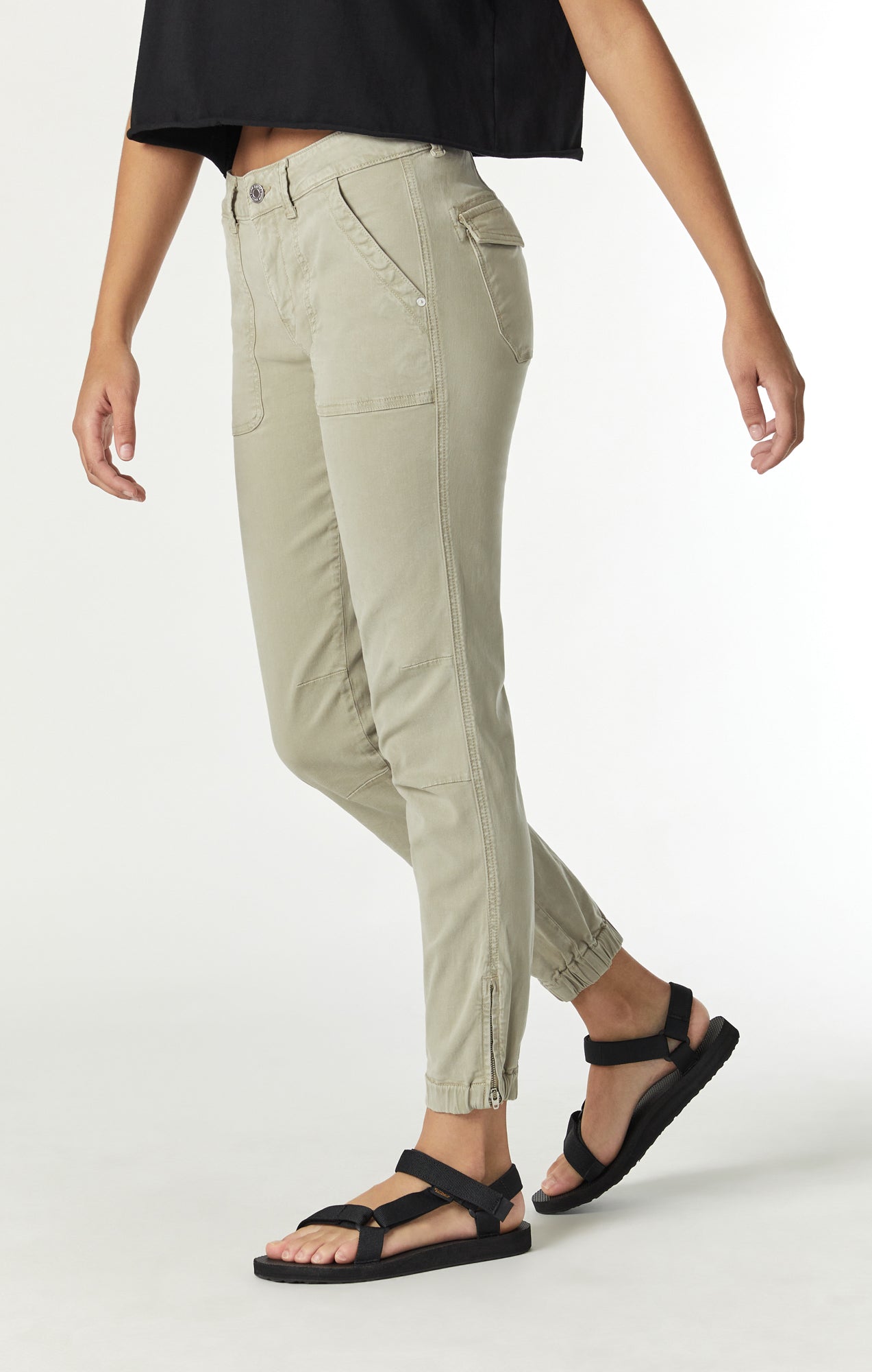 Mavi Women's Ivy Slim Cargo In Abbey Stone Sateen Twill