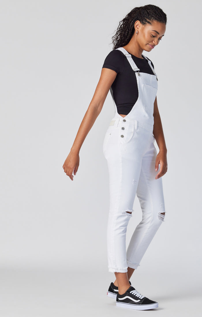 EDERA OVERALLS IN WHITE RIPPED & FRINGE - Mavi Jeans